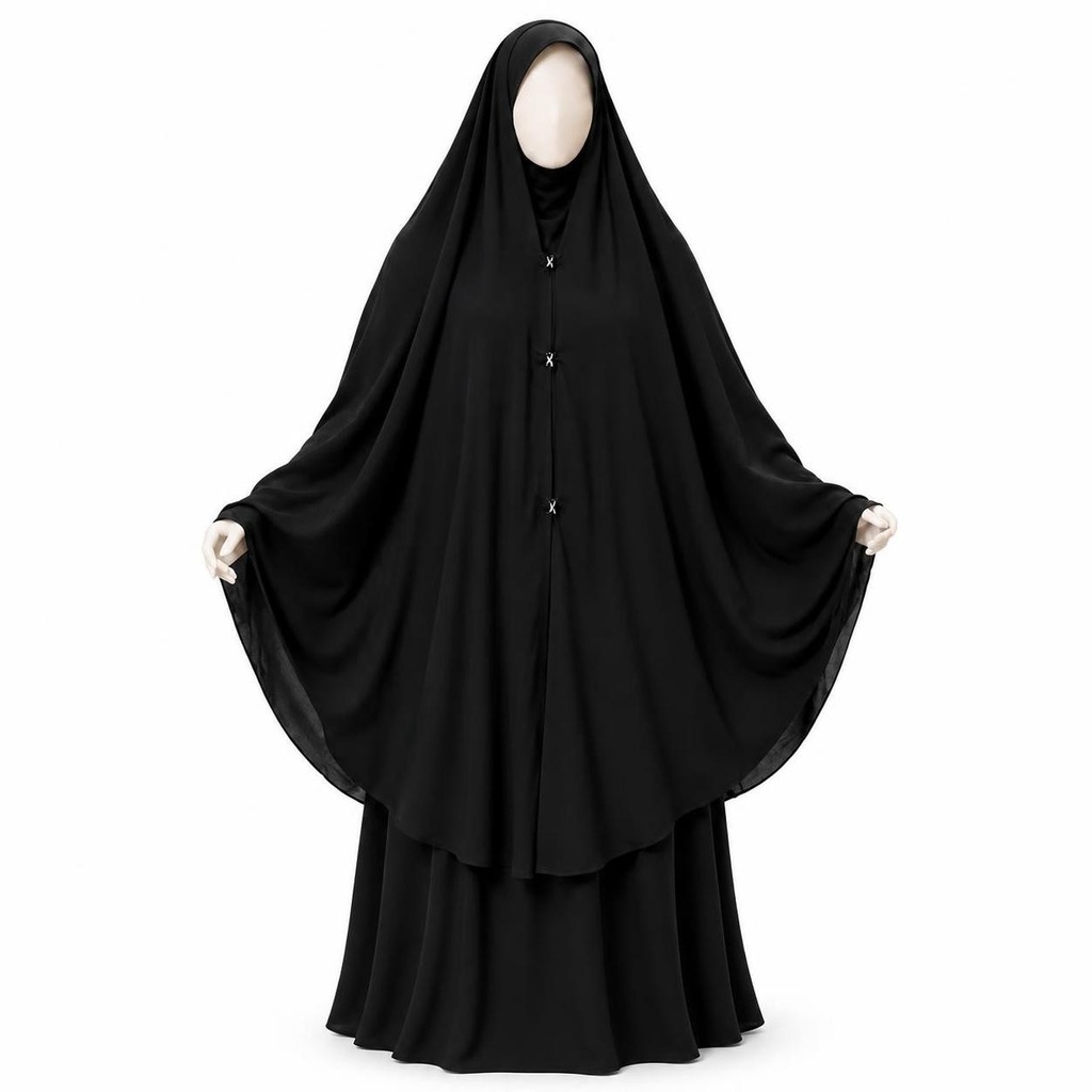 [26-544] وشاح السمري شيفون مفتوح (L)