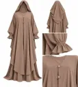 طقم مغربي - alsau 6005, قطعتين مع غطاء رأس متصل, حجاب